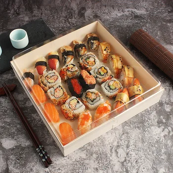 Индивидуальная упаковка эко-торта productDIY, Одноразовый ланч, коробка для суши в японском стиле, Деревянная коробка для еды на вынос, ланч-бокс