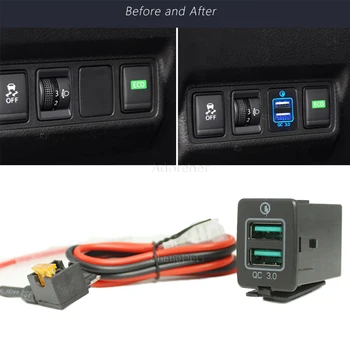 Автомобильная Быстрая Зарядка 3,0 С Двумя USB-Разъемами Для Автомобильного Зарядного Устройства Адаптер Питания Быстрого Зарядного Устройства для Nissan Sylphy TEANA Tiida Qashqai X-Trail Murano