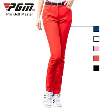Брюки для гольфа PGM большого размера, тонкие прямые женские повседневные тонкие брюки со средней талией, брюки для сигарет, дышащие весенне-летние спортивные брюки