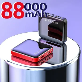 Мини портативный блок питания емкостью 88000 мАч с 2 USB ЖК-цифровым дисплеем, быстрая зарядка внешнего аккумулятора Powerbank для iPhone Xiaomi Huawei