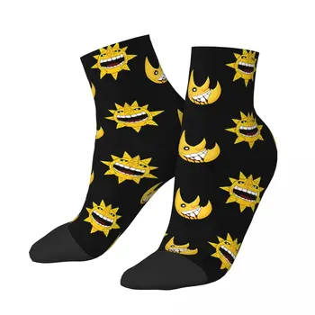 Счастливые мужские носки до щиколотки Sun And Moon Soul Eater в аниме уличном стиле, подарочные носки Crazy Crew с рисунком