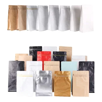Индивидуальный продукт, матовая печать, квадратное дно, 250 г, 500 г, 1 кг, пакеты для кофе, сумки с плоским дном из алюминиевой фольги на молнии, остроумие