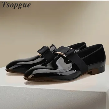 Мужская обувь с Декором Из черной лакированной кожи, Мужские деловые туфли-лодочки На плоской подошве, Высококачественная Обувь Для Вечеринок 2023, Модные Zapatillas Mujer