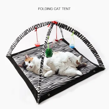 Палатка для домашних кошек, кровать для собак, Игрушечный домик для кошек, Портативная Складная игрушка-вигвам для домашних животных, мобильная активность, игровая кровать для домашних животных, коврик для игр для кошек, одеяло