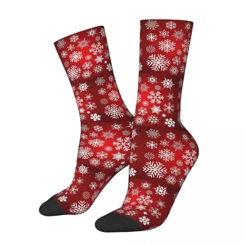 Чулки All Seasons Crew, Рождественские Носки со снежинками, Забавные длинные носки Harajuku, Аксессуары для мужчин и женщин, Подарок на день рождения