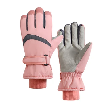 Женские лыжные перчатки, зимние теплые и водонепроницаемые перчатки для занятий спортом на открытом воздухе, функция сенсорного экрана, плюшевая теплоизоляция