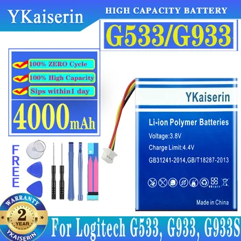 YKaiserin G533/G933 4000 мАч Высококачественный Аккумулятор Для Logitech G533, G933, G933S Сменный Аккумулятор + Трек-код