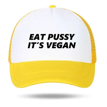 Весенние Мужские Бейсболки, Мужские Сетчатые Шляпы Snapback в стиле Хип-хоп С Надписью Eat Pussy It's Vegan, Кепка для Мужчин, Женская Уличная Повседневная Солнцезащитная Шляпа