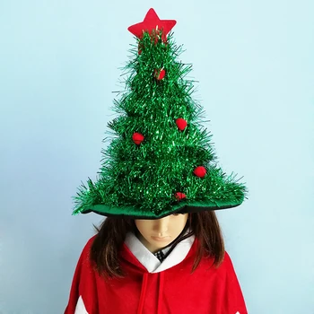 Шляпа для Рождественской елки, Луковая проволока, позирующие шапки с помпонами, Звездное украшение для детей, креативный Необычный Зеленый, Красный, белый