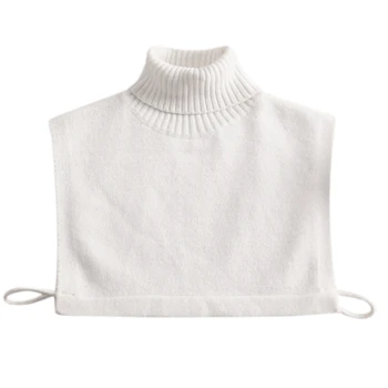 Женская зимняя водолазка, свитер с накладным воротником, вязаный белый съемный полупальто, пуловер с оборками, жилет с оборками на шее