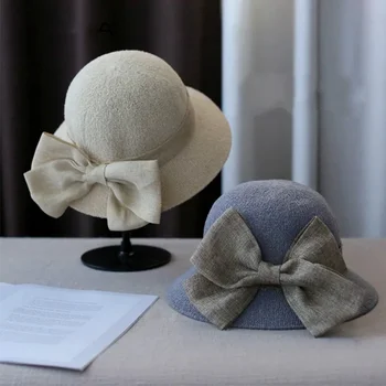 Женская соломенная шляпа с бантом, женская летняя шляпа, однотонная солнцезащитная кепка с загнутыми краями, складная декоративная шляпа рыбака для отдыха