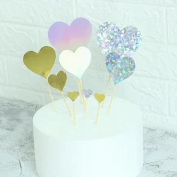 14 шт. топпер для украшения торта в виде сердца Золотые вставки для торта украшение для вечеринки по случаю дня рождения Топпер для торта с днем рождения