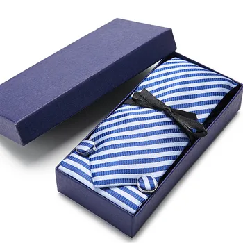 Набор деловых галстуков для мужчин Классические Роскошные Брендовые дизайнерские шелковые галстуки, Запонки, Носовой платок, Набор свадебных деловых подарков