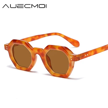 Модные винтажные квадратные солнцезащитные очки в маленькой оправе, женские для мужчин, трендовые роскошные брендовые дизайнерские оттенки, панк-женские солнцезащитные очки в форме многоугольника