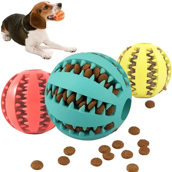 Игрушечный Мяч для Домашних Собак Интерактивные Резиновые Мячи для Маленьких Больших Собак Кошек, Жевательные Игрушки Для Чистки Зубов Домашних Животных, Неразрушаемый Пищевой Мяч Для Щенков