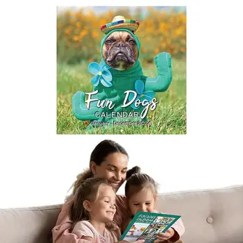 Настенный календарь с веселой собачкой на 2024 год, подарок для друзей, семьи, соседей, коллег, родственников и любимых