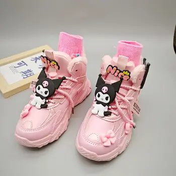 Sanrio Kuromi Хлопковая спортивная обувь в стиле принцессы, Удобная детская Зимняя повседневная обувь с рисунком аниме, Каваи, Милый мультфильм, Новый стиль