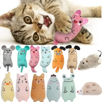 Милые Игрушки для кошек, Забавная Интерактивная Плюшевая Игрушка для кошек, Мини-Скрежещущие зубами Игрушки из кошачьей мяты, Котенок, Жующий Мышь, Игрушки Для домашних животных, Аксессуары