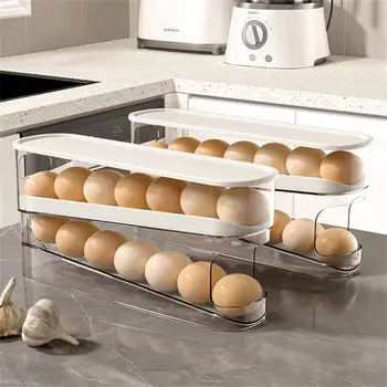 Ящик для хранения яиц С автоматической прокруткой, Держатель для яиц, Бытовая кухня большой емкости, Специальная подставка для хранения яиц, Кухонный инструмент