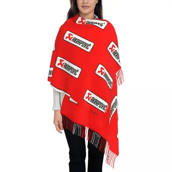Шарф с логотипом Akrapovics Racing, женская длинная зимняя теплая шаль с кисточками, мотоциклетные шарфы Унисекс AKS