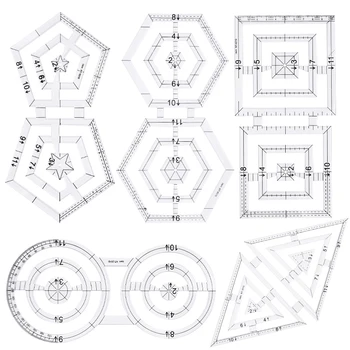 Нетканые акриловые правила лоскутного шитья, детали для шитья, двойная линейка, двойной пятиугольник, линейка с двойным кругом, Швейные измерительные принадлежности