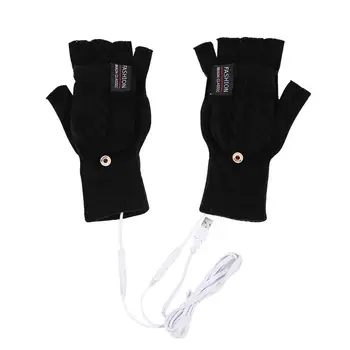 Перчатки с USB-подогревом, Зимние Вязаные Перчатки-Варежки, Полностью и Наполовину Покрытые Пальцами, Перчатки С Подогревом Для Женщин, Мужские Грелки Для Рук На Открытом воздухе