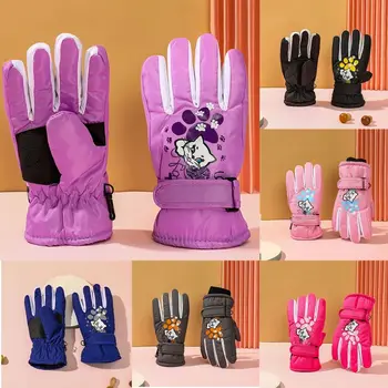 Водонепроницаемые детские зимние лыжные перчатки, противоскользящие Лыжные перчатки для сноуборда, лыжные перчатки с полным пальцем, грелка для пальцев, детские перчатки 5-10 лет