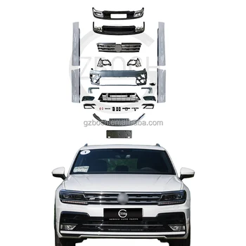 Автоаксессуары для VW 2015 + Tiguan to R Line, автомобильный бампер, передние автомобильные бамперы с автомобильной решеткой, передний задний выступ из полипропилена