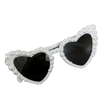Солнцезащитные очки в жемчужной оправе для свадебной вечеринки для невесты, очки для карнавалов для взрослых, очки для фотосъемки, солнцезащитные очки в сердечной оправе для приморской вечеринки.