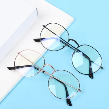 Модные Винтажные Портативные Круглые Ультралегкие очки в оправе с защитой от синего света Металлические очки для защиты глаз