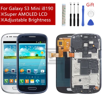 Для SAMSUNG Galaxy S3 Mini ЖК-дисплей i8190 Сенсорный экран Дигитайзер в сборе с рамным дисплеем S3 Mini i8195 i8200 Запчасти для ремонта