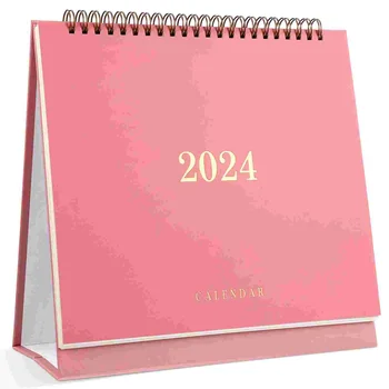 Январь 2024-июнь Настольный календарь Блокноты для заметок Планировщик Ежемесячный календарь Настольный календарь из плотной бумаги (розовый)