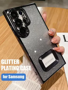 Роскошный Силиконовый Чехол с Блестящим Покрытием Для Samsung Galaxy A54 A53 A33 A52S 5G A32 A73 A23 4G A51 A71 A12 A50 A30S С отверстием для логотипа
