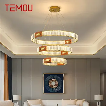 Подвесной светильник TEMOU Nordic Crystal Led Современная Креативная Кольцевая лампа Роскошная Люстра для гостиной столовой Декора Виллы