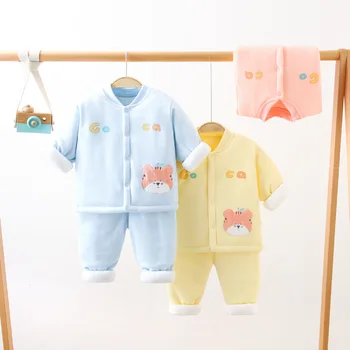 Комплект детского нижнего белья из утолщенного хлопка, комплект нижнего белья для новорожденных, комплект хлопковых зажимов на весну и осень