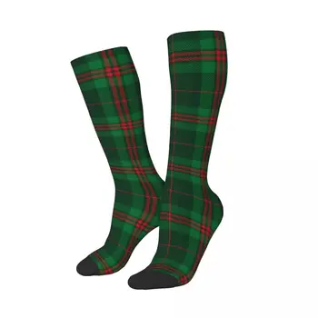 Новогодние носки в полоску с высокой трубкой в рождественскую красно-зеленую клетку, Милые представительские носки, Дышащие подарки