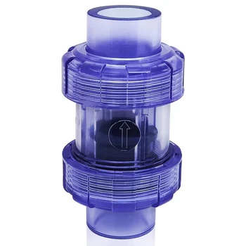 Обратный клапан из ПВХ 3/4 дюйма, обратный клапан True Union, Прозрачный синий Обратный клапан из ПВХ, обратный клапан для трубопровода, односторонний клапан