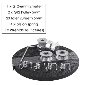 Детали 3D-принтера GT2 Шкив с 20 Зубьями Диаметром 5 мм GT2 6 мм Ремень ГРМ и 2X Натяжитель Холостого Хода 4X для комплекта 3D-принтера I3