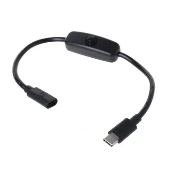Кнопка USB Type-C от мужчины к женщине Включение/ выключение источника питания Удлинительный кабель 27 см Тип C Шнур питания