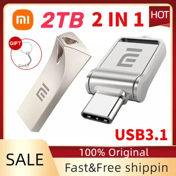 Xiaomi 2IN1 Type-C Usb 3.0 Флеш-Накопитель 2 ТБ 1 ТБ Металлические Usb-Флешки Pendrive Memoria Usb Stick Memory Stick U Диск Для ПК Телефона