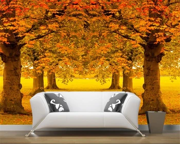 3D обои Beibehang Золотая осень, опавшее дерево высокой четкости, ТВ-фон, стена, гостиная, спальня, фоновые обои 3 d
