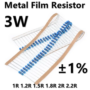 (10шт) 3 Вт Металлический пленочный резистор 1% пятицветный кольцевой прецизионный резистор 1R 1.2R 1.5R 1.8R 2R 2.2R ом Ω