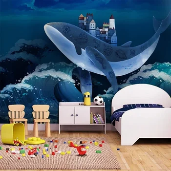 Изготовленные на заказ настенные обои любого размера 3D Dream Whale Home, фон детской комнаты, настенная роспись, декор Papel De Parede Fresco Tapety