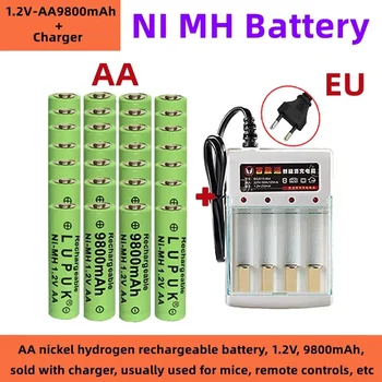 Никель-водородная аккумуляторная батарея типа АА, 1,2 В, 9800 мАч, продается с зарядным устройством, обычно используется для мышей, пультов дистанционного управления и т. Д