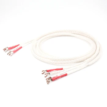 Высококачественный 8AG 16-жильный посеребренный кабель для динамиков, шнур, проволока, HIFI, родиевые Y-образные заглушки-лопатки, сделанные своими руками