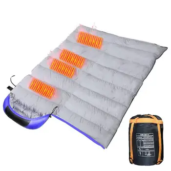4-Зонный Спальный Мешок С Подогревом, Грелка с Питанием от USB, Походный Теплый Спальный Мешок с 3-Уровневой Температурой для Пешего туризма