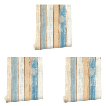 ГОРЯЧАЯ-3шт 6-метровая виниловая 3D бумага с зернистостью древесины в средиземноморском стиле, самоклеящиеся обои, наклейки на мебель и стены