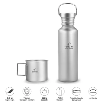 TOMSHOO Полностью Титановая бутылка для воды, сверхлегкая бутылка для питья на открытом воздухе, аксессуары для пеших прогулок и велоспорта, новинка 2022 года