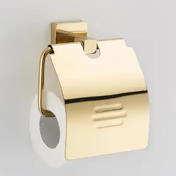 Золотой Держатель для бумаги, Латунный держатель рулона ткани с крышкой, Аксессуары для ванной комнаты, Настенный Монтаж, Использование одной рукой