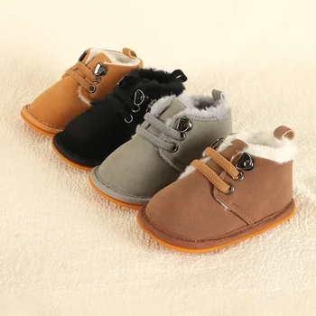 Осенне-зимняя новая модная теплая детская обувь на резиновой подошве, удобные нескользящие детские ботинки